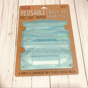 Russbe Wave Print Reusable Snack and Sandwich Bags Set of 4